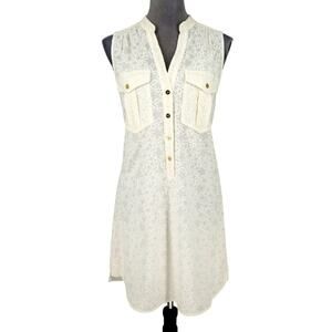 Trina Turk Dress Womens 4 Off White Eyelet Separate Lining Shift Beach Coastal